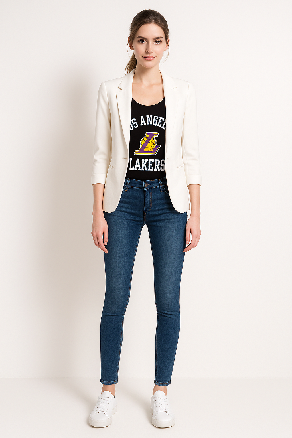 Kate Open Front Smart Casual White Blazer