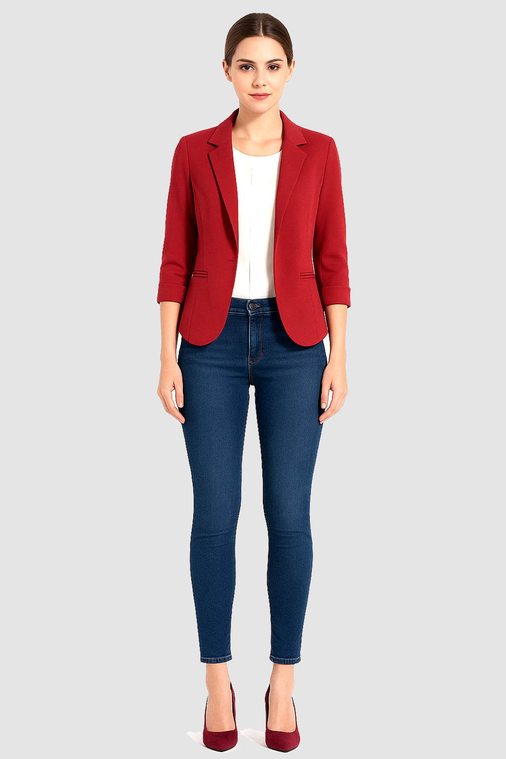 Kate Open Front Smart Casual White Blazer