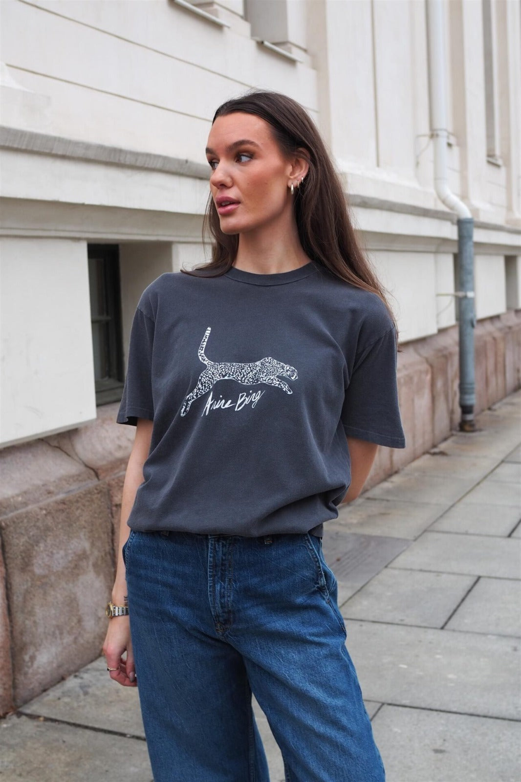 Vintage-Inspired Black Cheetah Graphic T-Shirt – 100% Cotton, Loose Fit, Washed Fabric