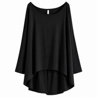 Slouchy Long Sleeve Cotton Jersey Hi-low T-shirt