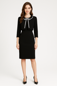Amal Clooney Cocktail Jacket & Sleeveless Black Sheath Dress Set