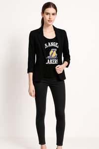 Jessica Alba Style Loose Fit Causal Blazer in Black