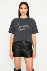 Vintage-Inspired Black Cheetah Graphic T-Shirt – 100% Cotton, Loose Fit, Washed Fabric