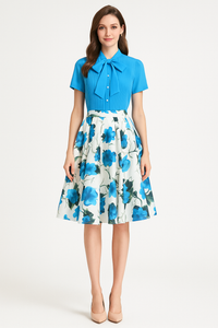 Taylor Swift 50s Pintuck Blouse & High Rise Pleated Skirt Set