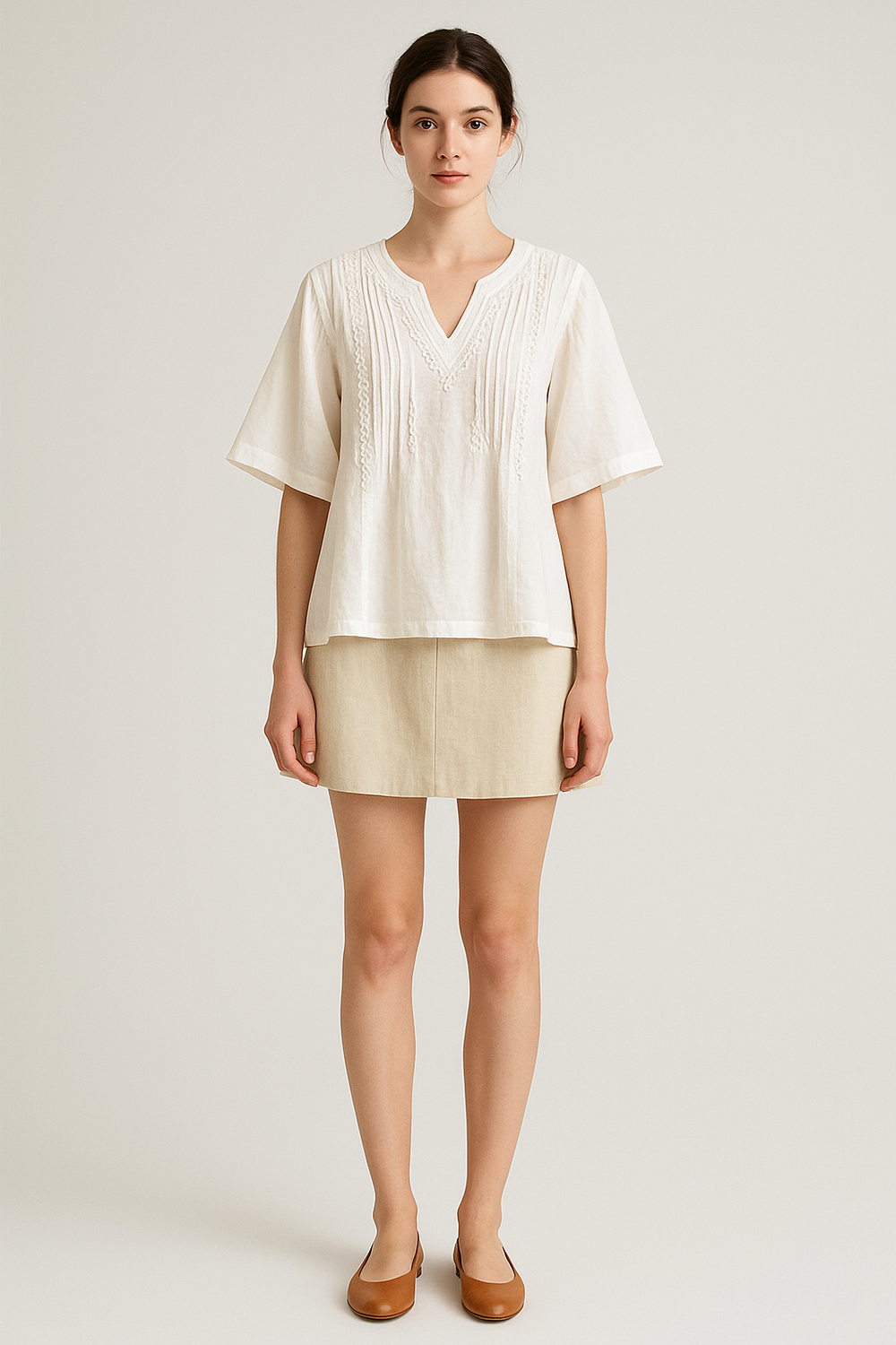トップス Twist Flare Pintuck Blouse White V-Neck Pintuck Flare Top White - Southern Fashion Boutique Bliss