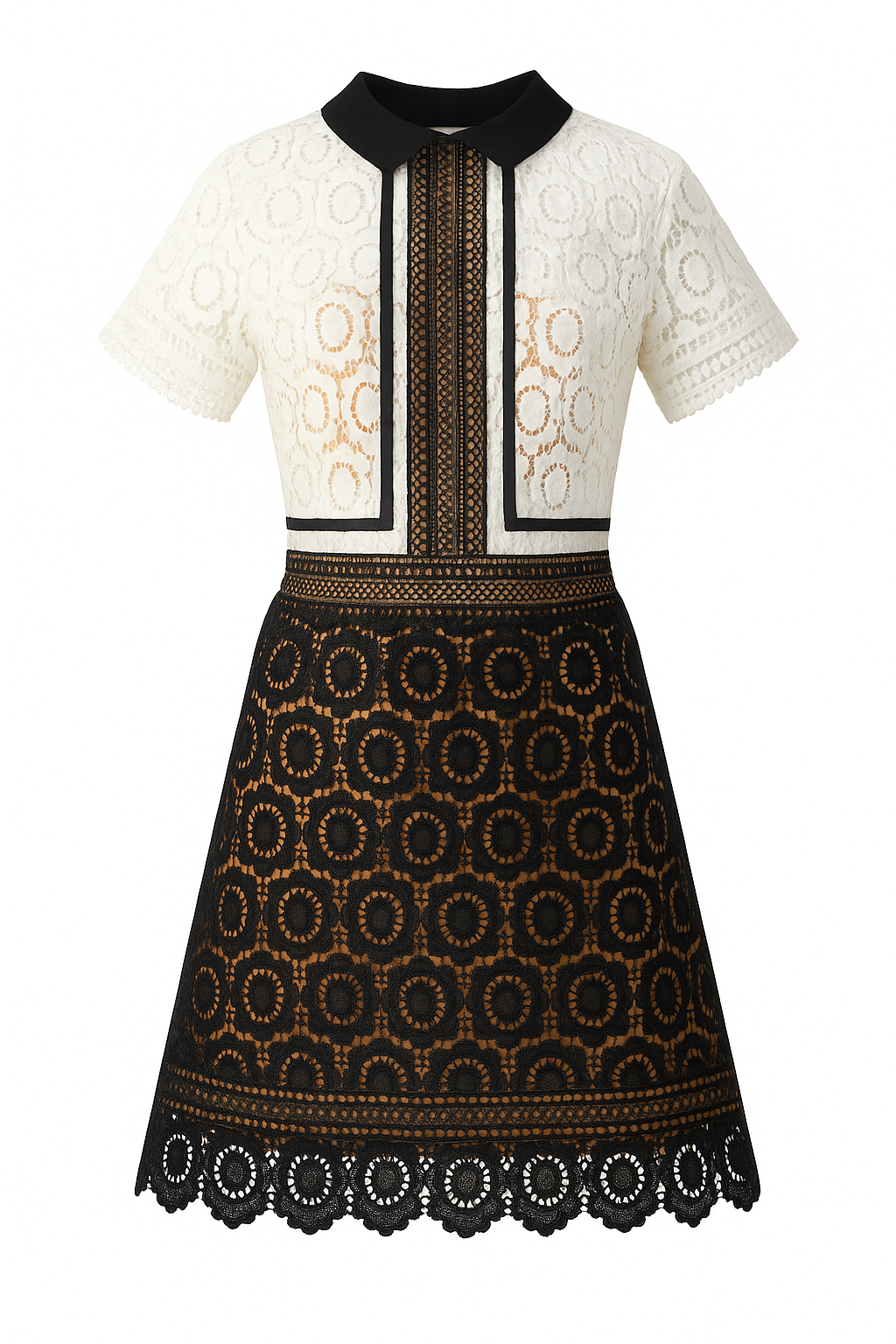 Paris Hilton Inspired Two-tone Guipure Lace Mini Dress Celebrity Designz Paris Hilton Inspired Two-tone Guipure Lace Mini Dress Celebrity Designz