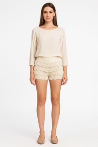 Scalloped Hem Crochet Lace Hot Pants