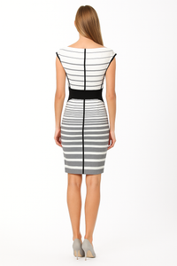 Eva Graphic Stripe Folded Neckline Pencil Dress
