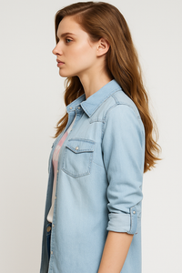 Vintage Cotton Longline Denim Shirt