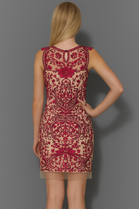 Floral Embroidered High neck Party Dress