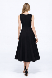 Sleeveless Floral Empire Waist Fit-and-Flare Midi Dress