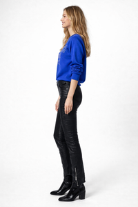 Raglan Sleeve 100% Cotton Sweatshirt with Embroidered Letters "Art Is Truth" in Royal Blue