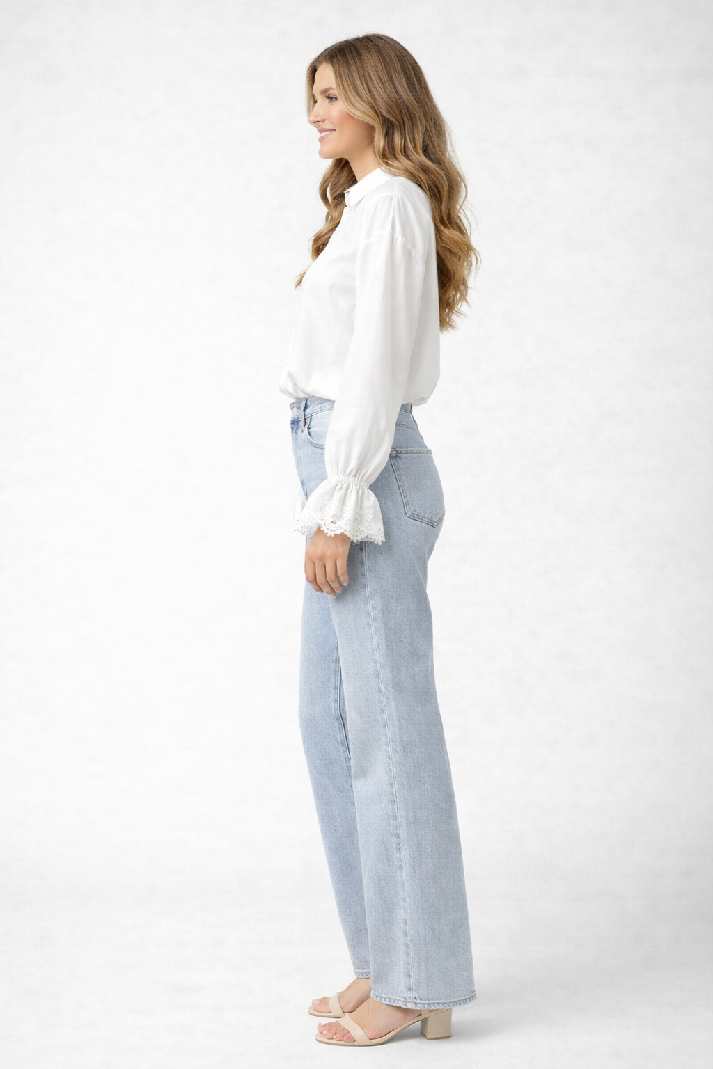 100% Crisp Cotton Front Bib Shirt with High-Neck and Tie Eyelet Cuffs