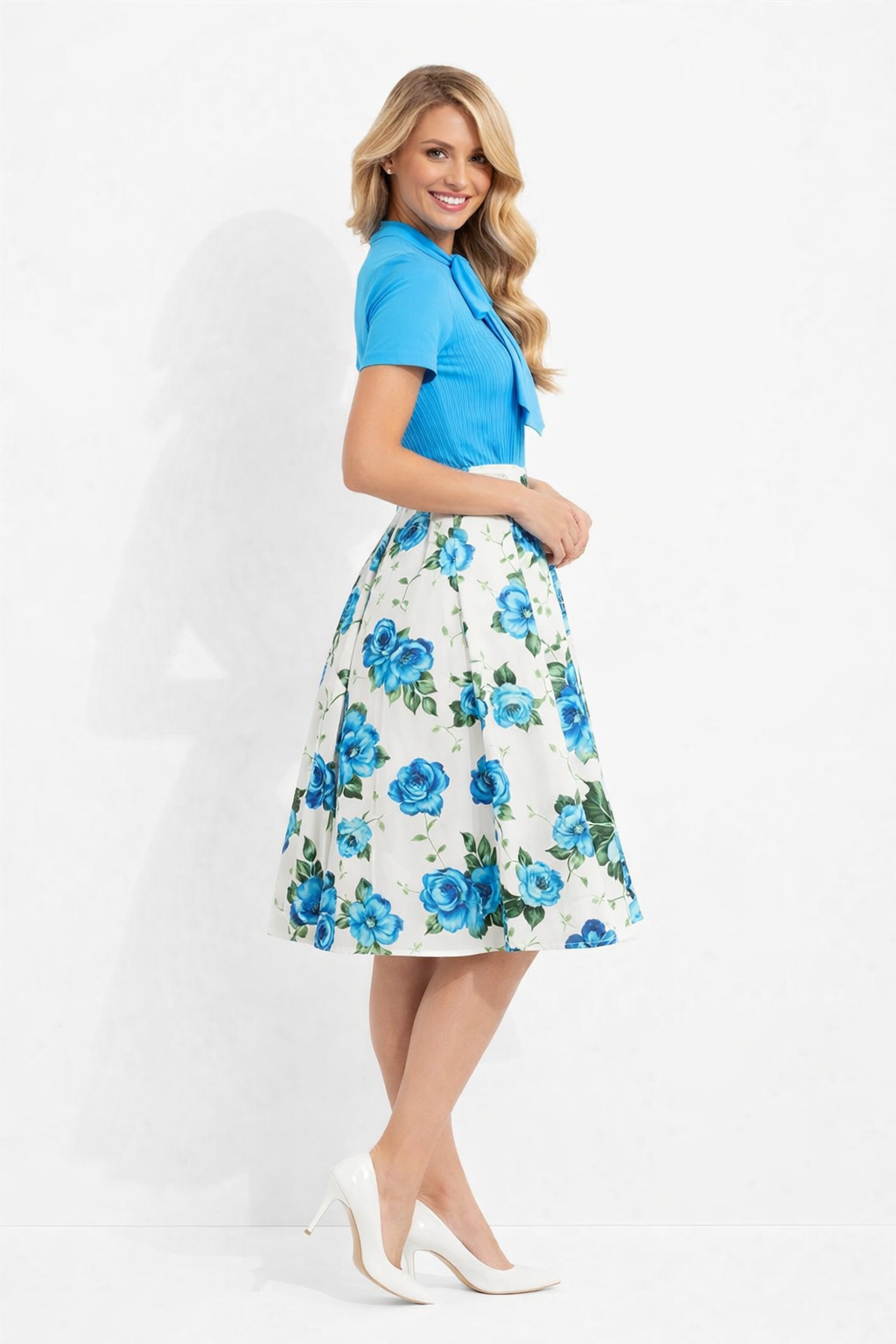 Taylor Swift 50s Pintuck Blouse & High Rise Pleated Skirt Set