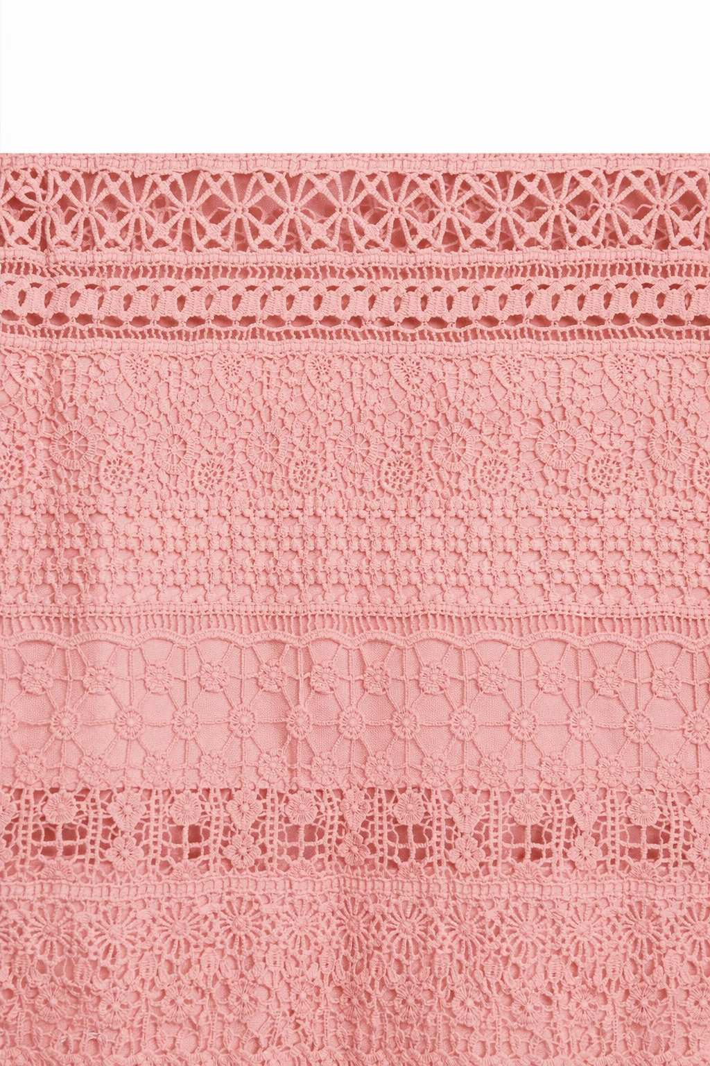 Short Sleeve Cotton Crochet Skater Dress in Rose Pink