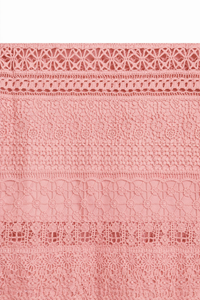 Short Sleeve Cotton Crochet Skater Dress in Rose Pink