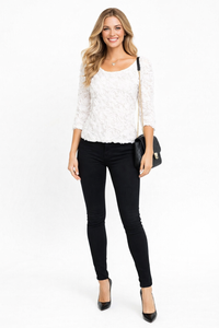 Selena Gomez Inspired 3D Rose Applique Mesh Jumper