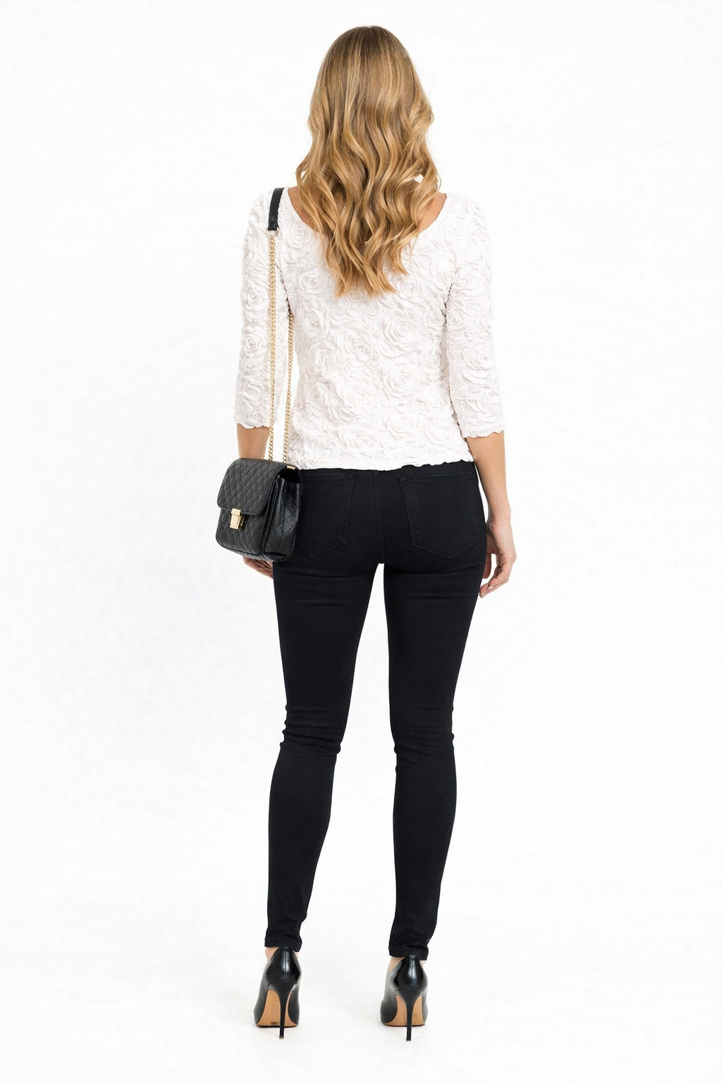 Selena Gomez Inspired 3D Rose Applique Mesh Jumper