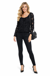 Selena Gomez Inspired 3D Rose Applique Mesh Jumper