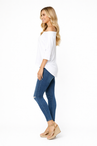 3/4 Sleeve Slouchy Asymmetrical Draped T-shirt