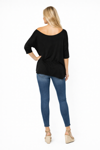 3/4 Sleeve Slouchy Asymmetrical Draped T-shirt