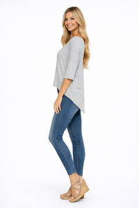 3/4 Sleeve Slouchy Asymmetrical Draped T-shirt