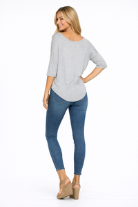 3/4 Sleeve Slouchy Asymmetrical Draped T-shirt