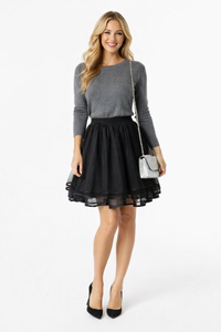 Tiered Ballerina Tutu Skater Skirt in Black