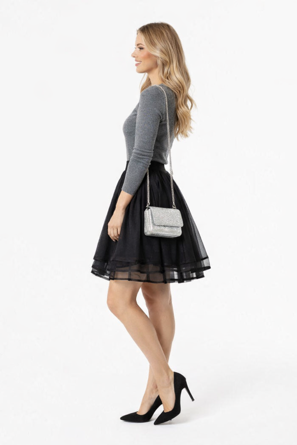 Tiered Ballerina Tutu Skater Skirt in Black