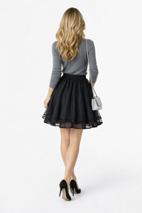 Tiered Ballerina Tutu Skater Skirt in Black