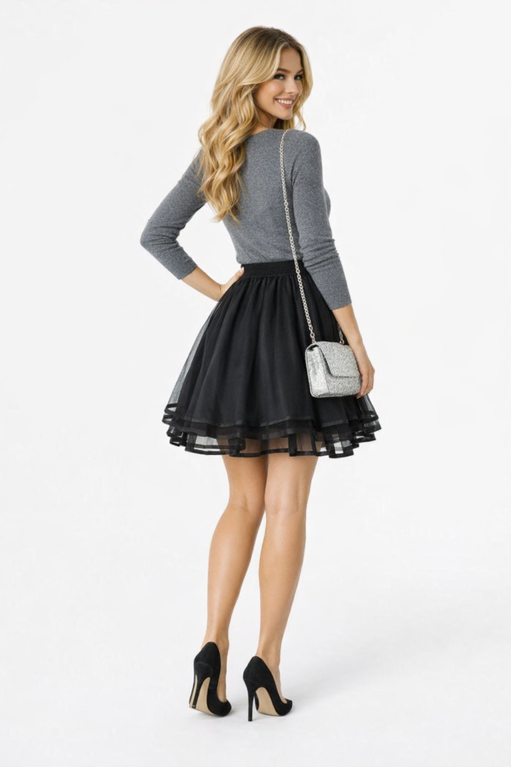Tiered Ballerina Tutu Skater Skirt in Black