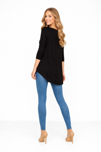 Slouchy Long Sleeve Cotton Jersey Hi-low T-shirt
