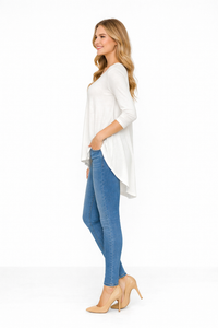 Slouchy Long Sleeve Cotton Jersey Hi-low T-shirt