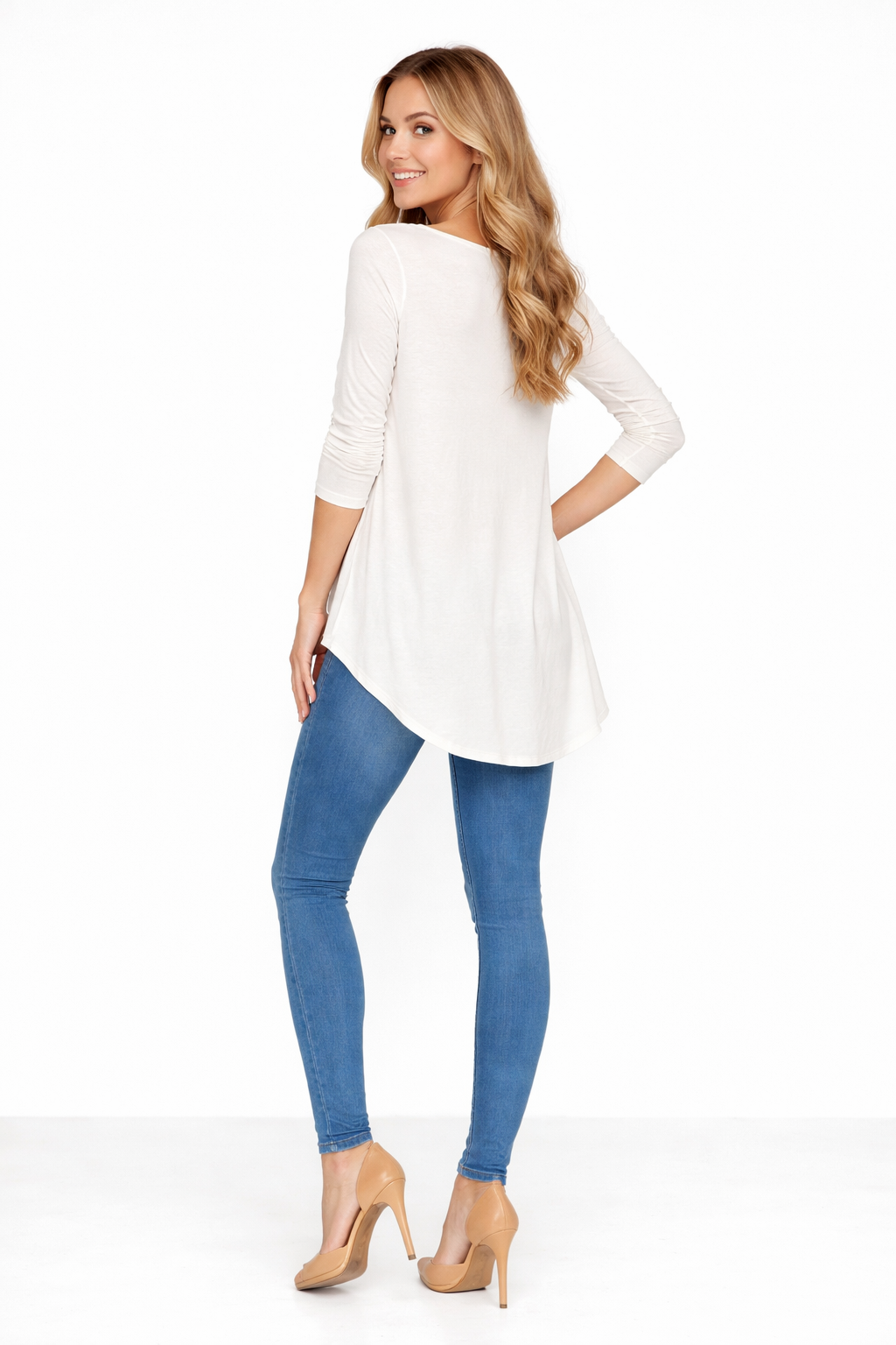 Slouchy Long Sleeve Cotton Jersey Hi-low T-shirt