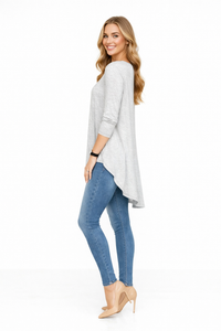 Slouchy Long Sleeve Cotton Jersey Hi-low T-shirt