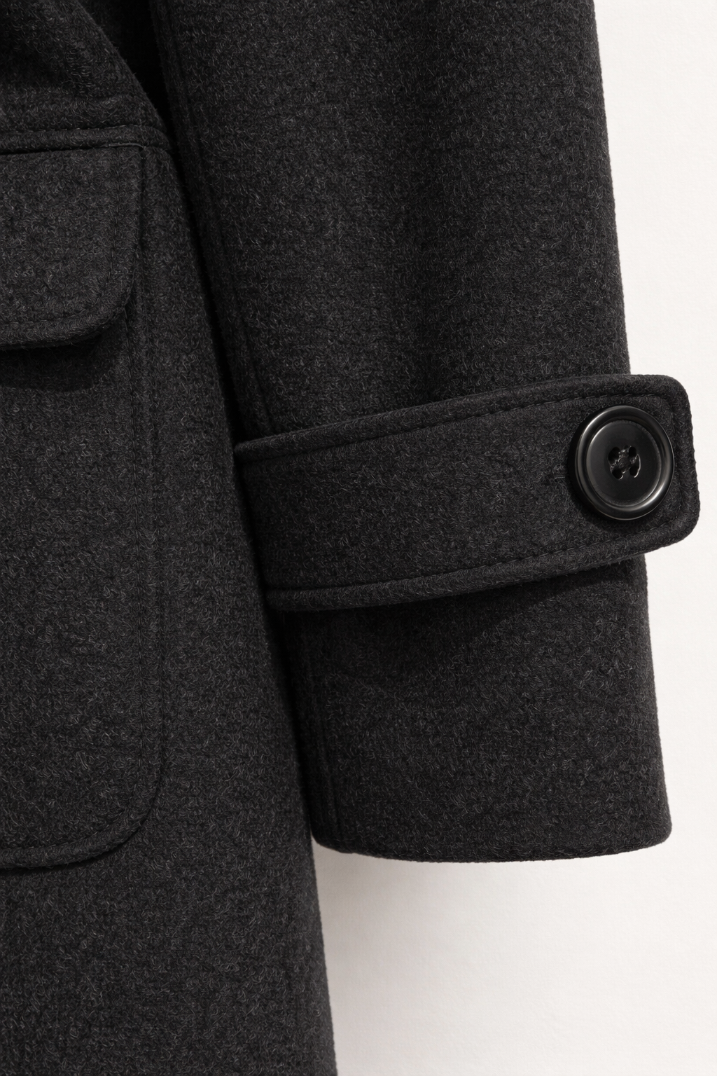 Jessica Alba Inspired Duffel Wool Hooded Coat in Dark Charcoal