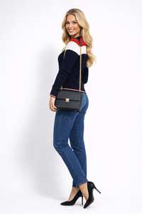 Long Sleeve Button Front Colour-block Sporty Cardigan