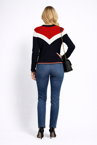 Long Sleeve Button Front Colour-block Sporty Cardigan