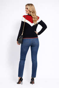 Long Sleeve Button Front Colour-block Sporty Cardigan