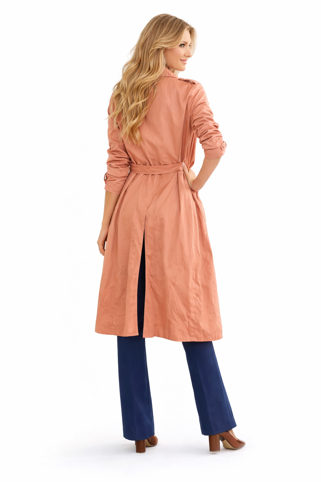 Jessica High Waist Flared Trousers in Navy