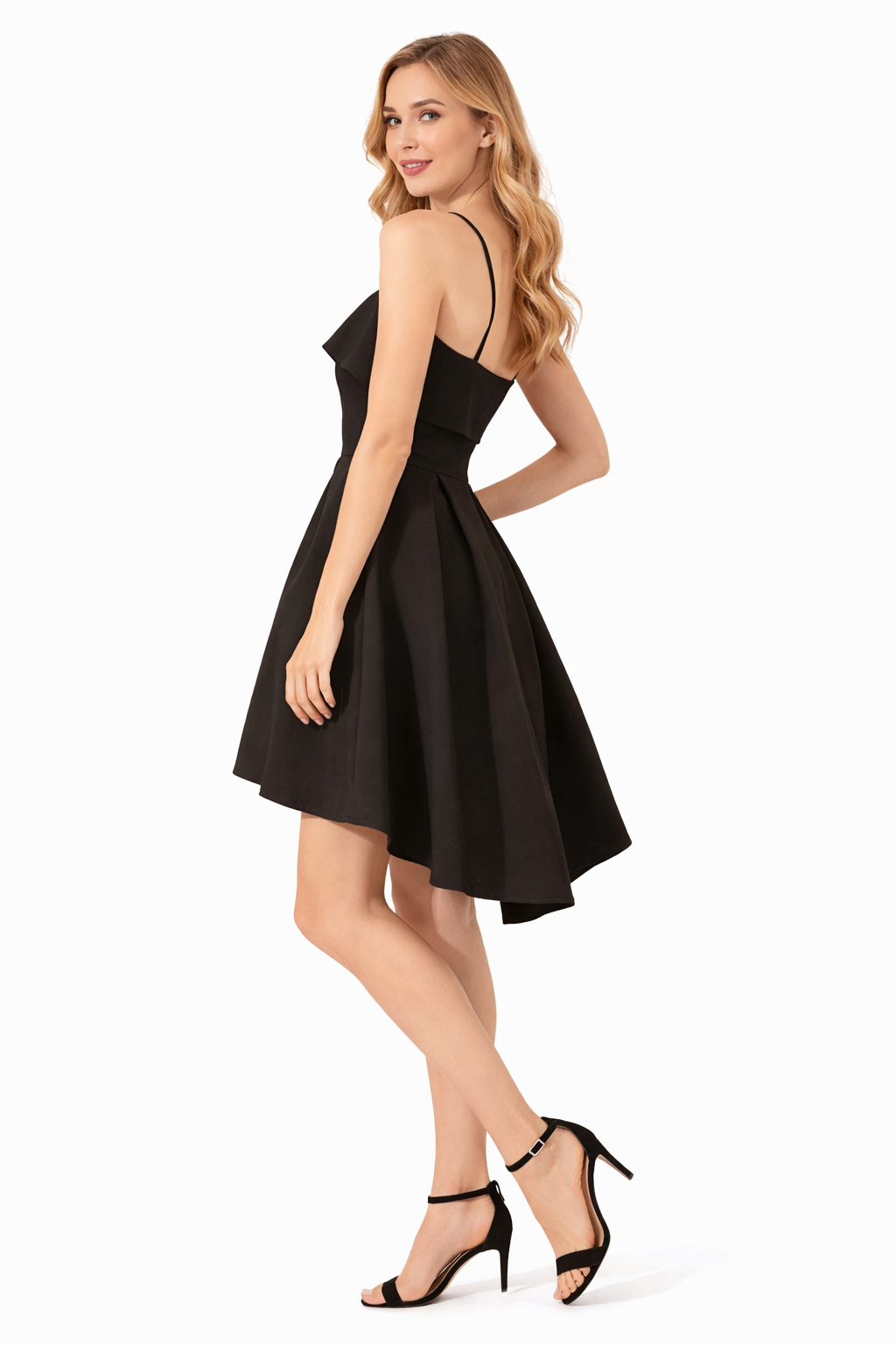 One Shoulder Fit and Flare Dipped Back Dress