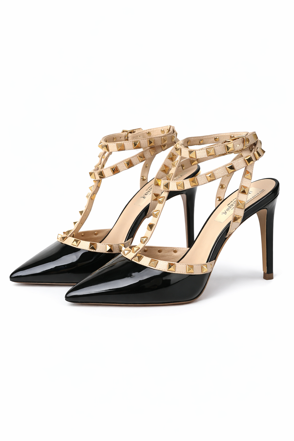 Rockstud Pointed Toe Caged Pump Heels