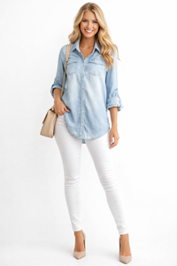 Vintage Cotton Longline Denim Shirt