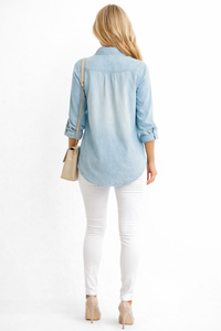 Vintage Cotton Longline Denim Shirt