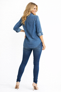 Vintage Cotton Longline Denim Shirt