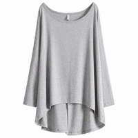 Slouchy Long Sleeve Cotton Jersey Hi-low T-shirt