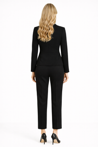 Amal Clooney Stitched Blazer Cigarette Trousers Set in Black