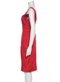 Liz Red Satin Folded Cocktail Midi Dress