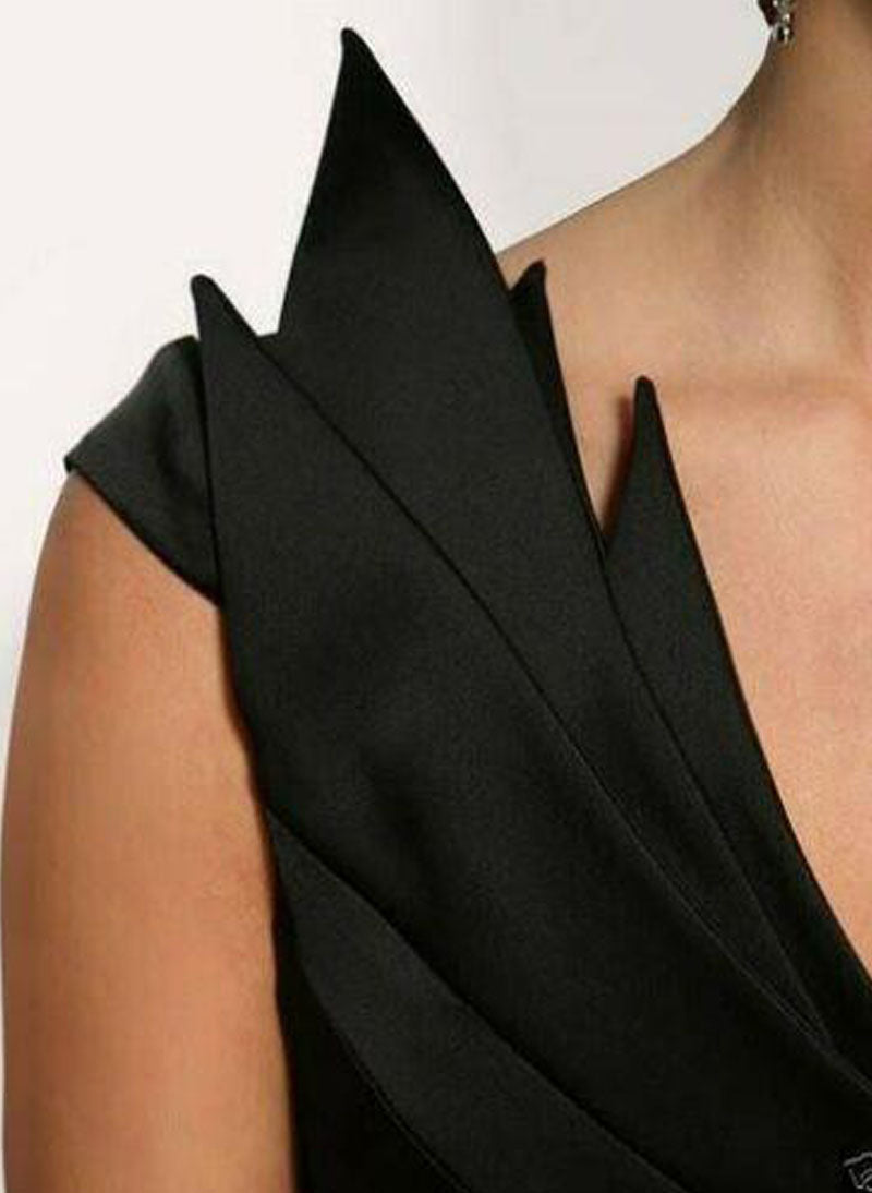 Satin Folded Cocktail Little Black Dress