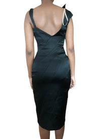 Satin Folded Cocktail Little Black Dress